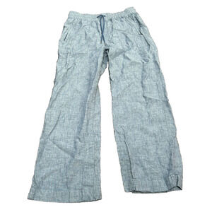 Athleta Women's Chambray Blue Linen Elastic Drawstring Wide-Leg Pants Size 6